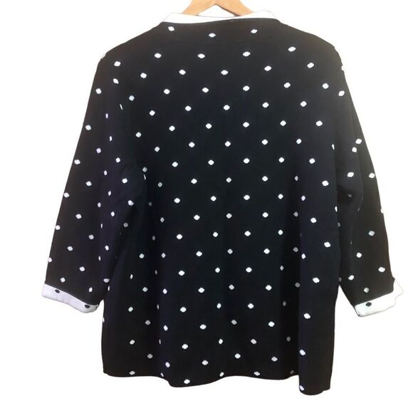 Talbots Sweater/Jacket  Black White Polka Dot Size 1X Stand Up Neck Button Front - Picture 6 of 6